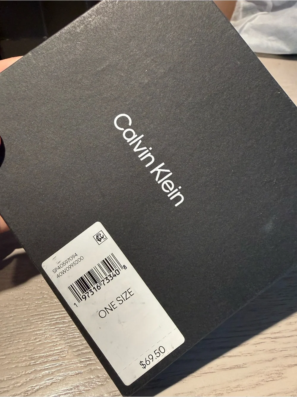 Calvin Klein Leather Card & Money Clip Set in Tan and Silver